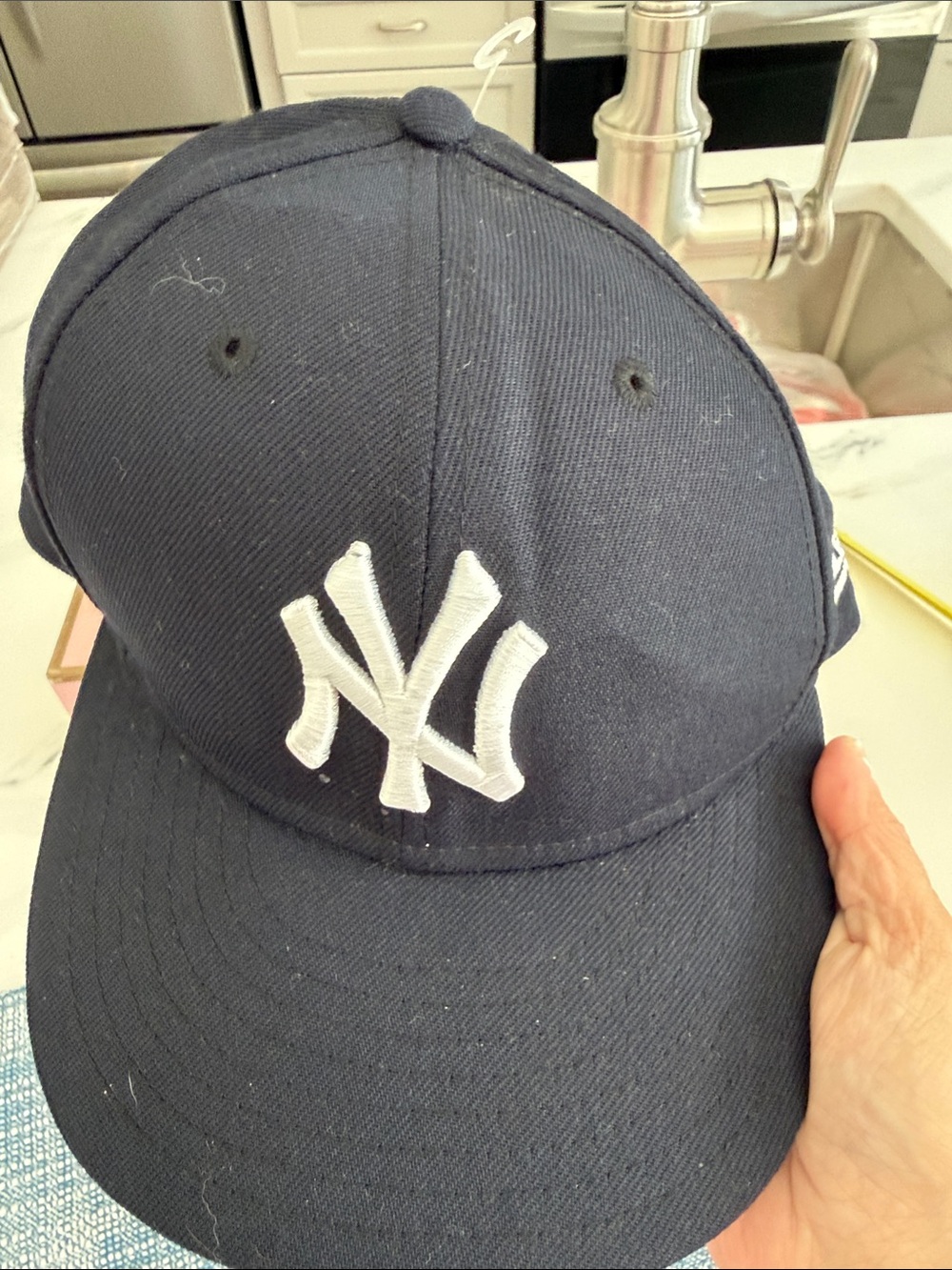 MLB Navy and White Embroidered Logo Cap